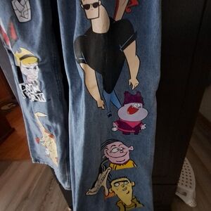 Hot Topic Blue Cartoon Graphic Women's Flare Jeans